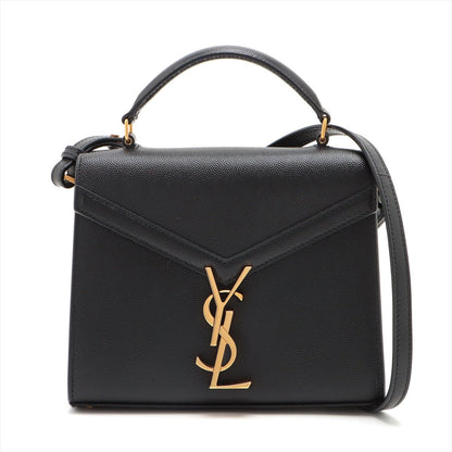 Second hand Saint Laurent Cassandre Mini Grained Calfskin Leather 3 - Ways Top - handle Bag Black - Tabita Bags