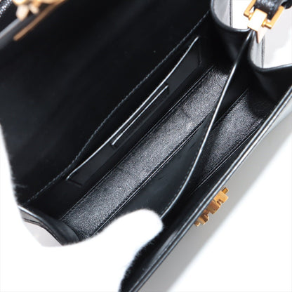 Second hand Saint Laurent Cassandre Mini Grained Calfskin Leather 3 - Ways Top - handle Bag Black - Tabita Bags