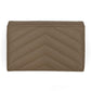 Second hand Saint Laurent Cassandre Small Chevron Quilted Lambskin Leather FLA Wallet Dusty Grey - Tabita Bags