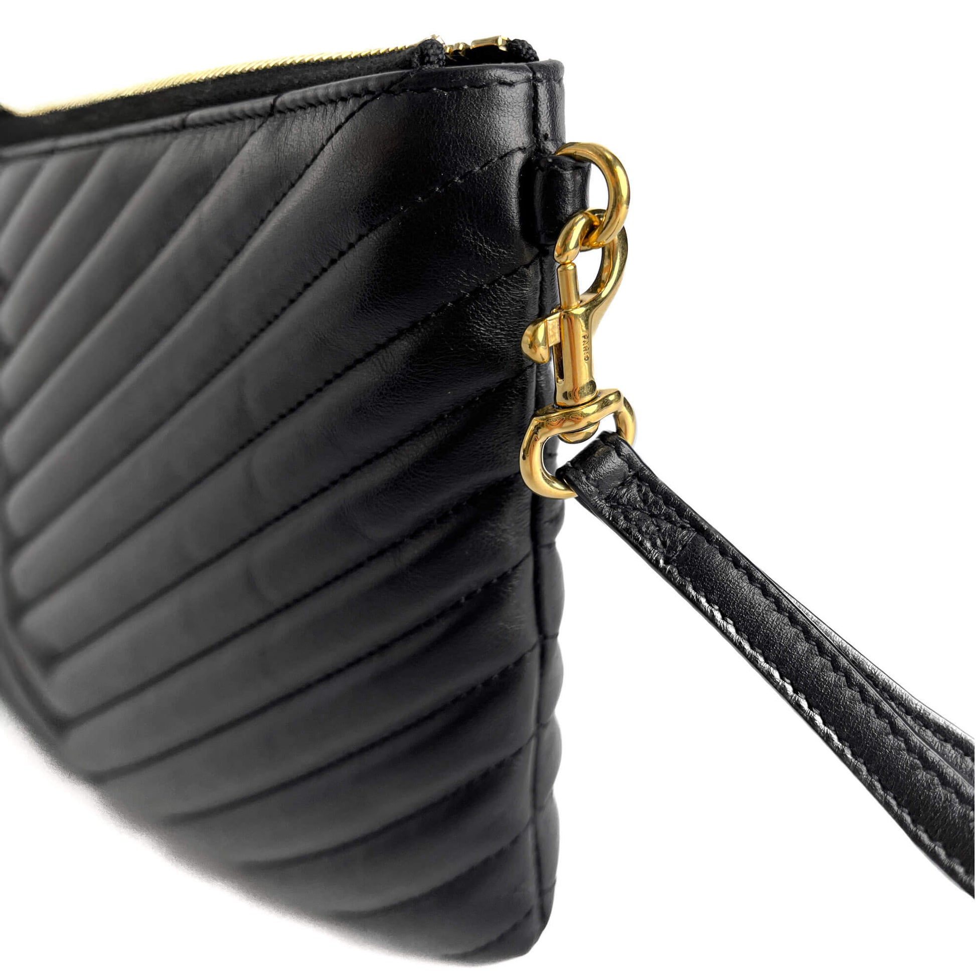 Second hand Saint Laurent Cassandre Small Leather Clutch Black - Tabita Bags