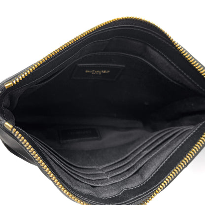 Second hand Saint Laurent Cassandre Small Leather Clutch Black - Tabita Bags