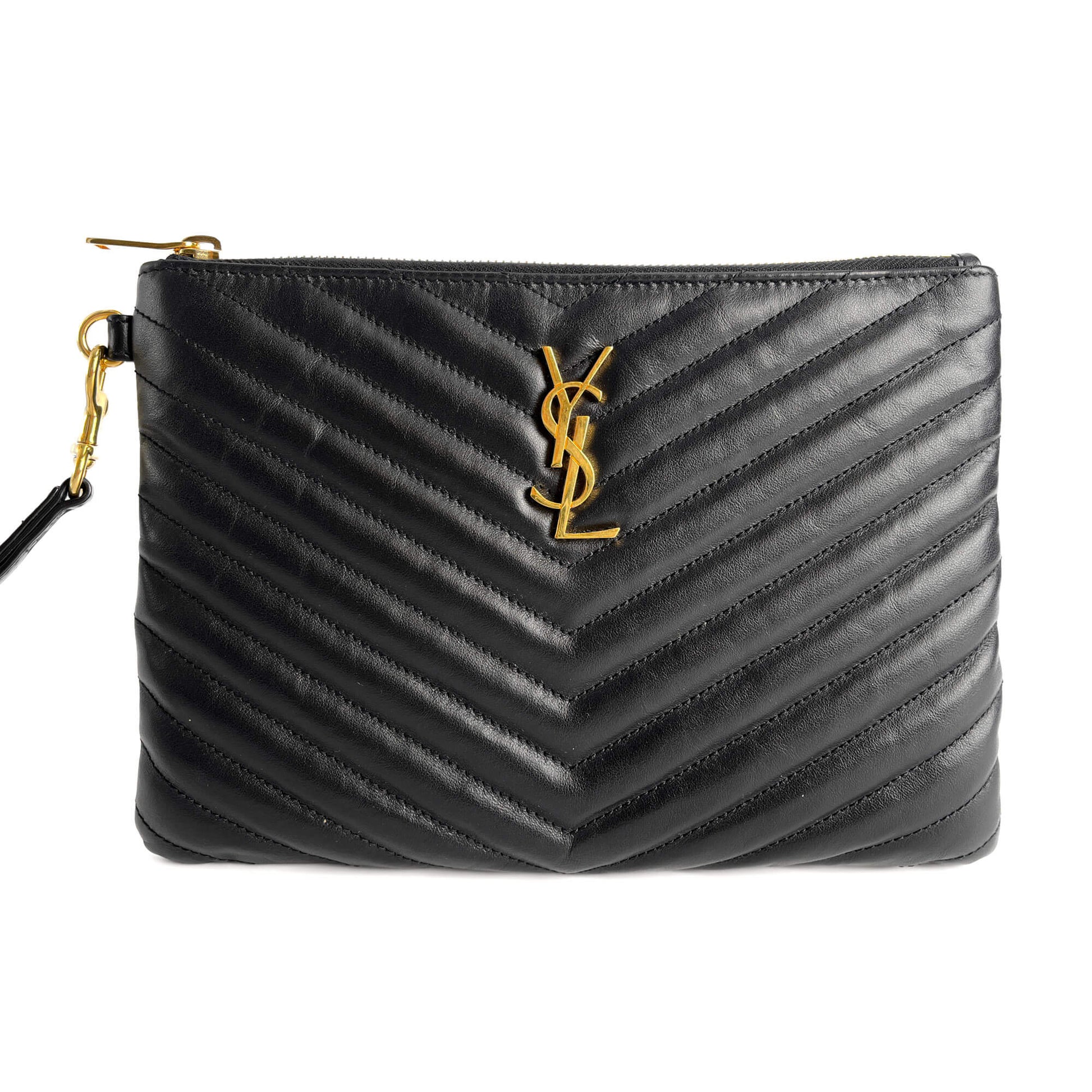Second hand Saint Laurent Cassandre Small Leather Clutch Black - Tabita Bags