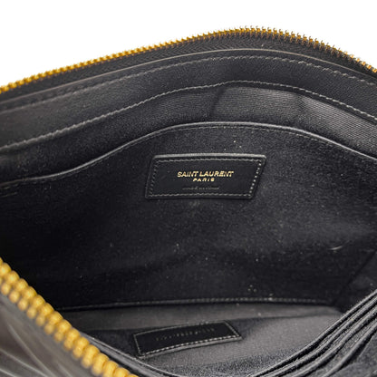 Second hand Saint Laurent Cassandre Small Leather Clutch Black - Tabita Bags