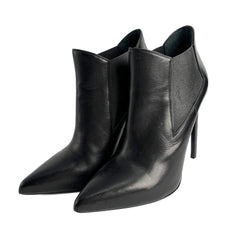 Second hand Saint Laurent Chelsea Calfksin Leather High Heel Ankle Boots 40 1/2 Black - Tabita Bags