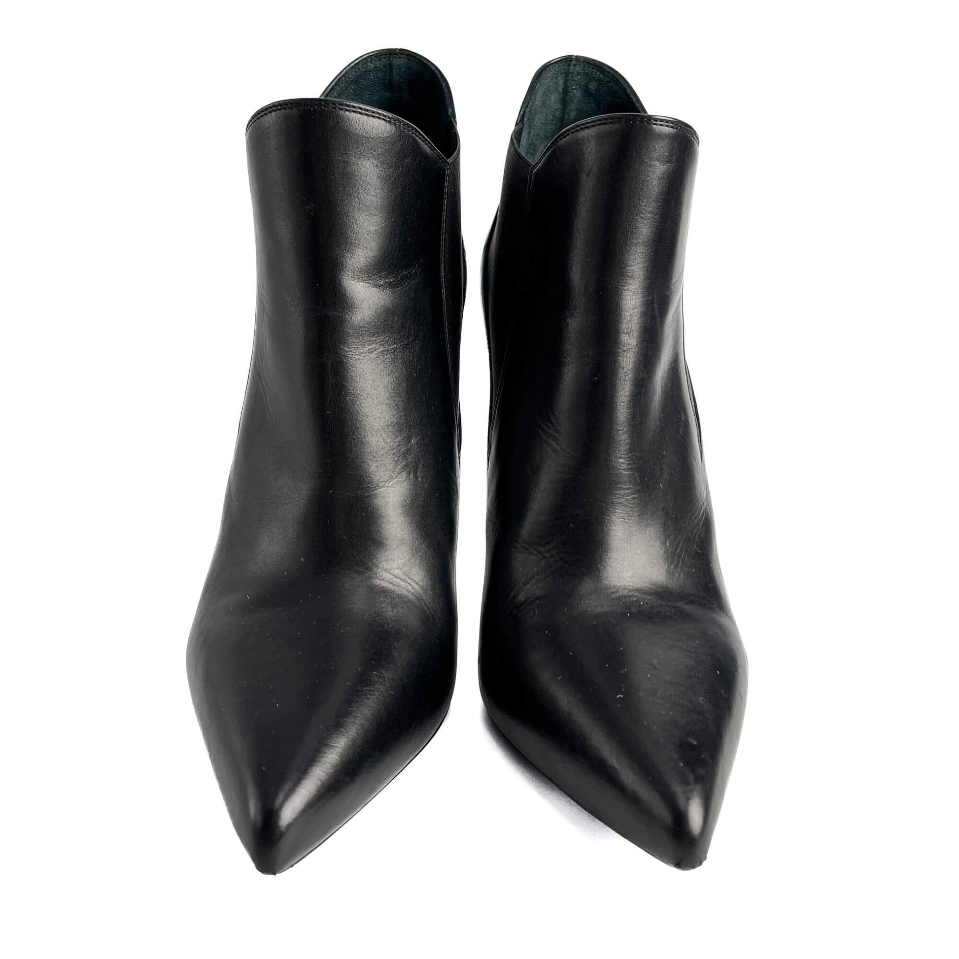Second hand Saint Laurent Chelsea Calfksin Leather High Heel Ankle Boots 40 1/2 Black - Tabita Bags