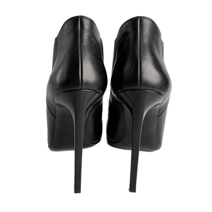 Second hand Saint Laurent Chelsea Calfksin Leather High Heel Ankle Boots 40 1/2 Black - Tabita Bags