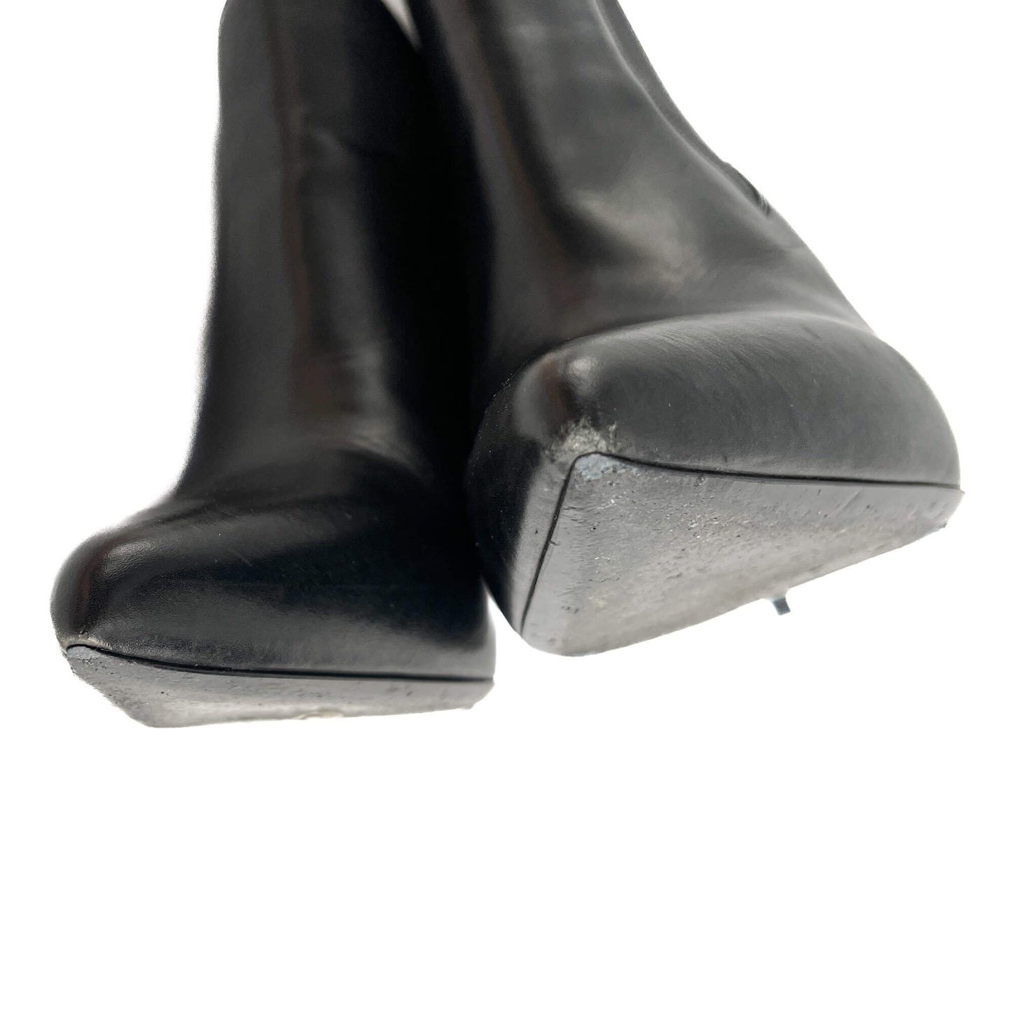 Second hand Saint Laurent Chelsea Calfksin Leather High Heel Ankle Boots 40 1/2 Black - Tabita Bags