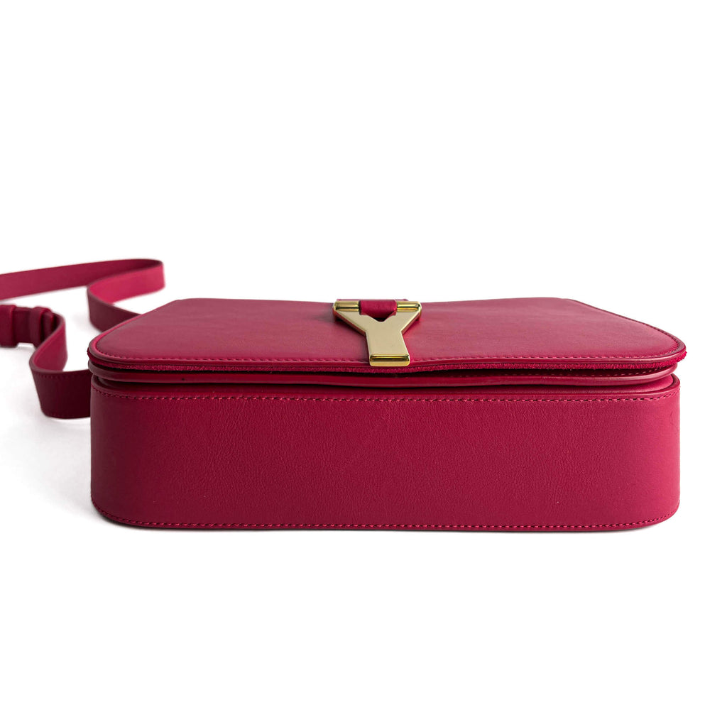 Second hand Saint Laurent Chyc Leather Flap Crossbody Pink - Tabita Bags