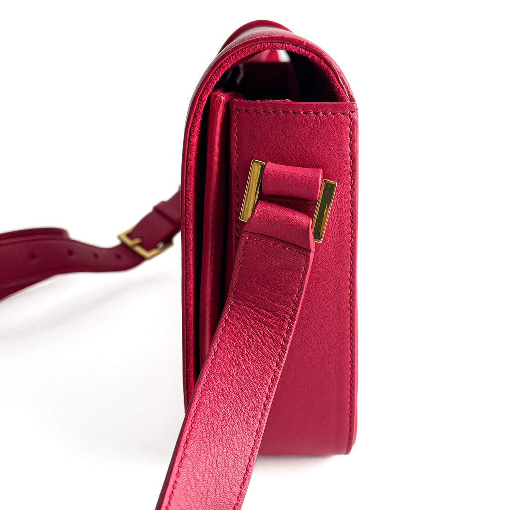 Second hand Saint Laurent Chyc Leather Flap Crossbody Pink - Tabita Bags