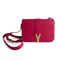 Second hand Saint Laurent Chyc Leather Flap Crossbody Pink - Tabita Bags