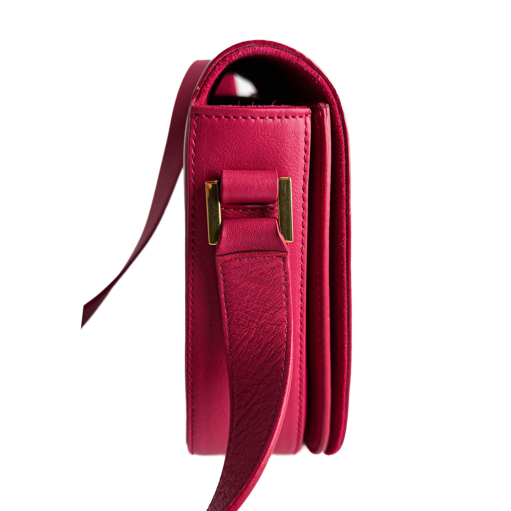Second hand Saint Laurent Chyc Leather Flap Crossbody Pink - Tabita Bags