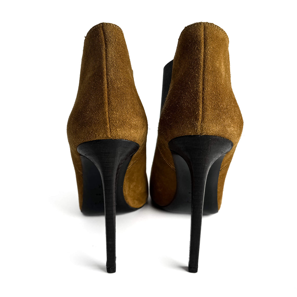 Second hand Saint Laurent Classic Paris Ela Suede High Heel Ankle Boots 40 1/2 Cinnamon - Tabita Bags