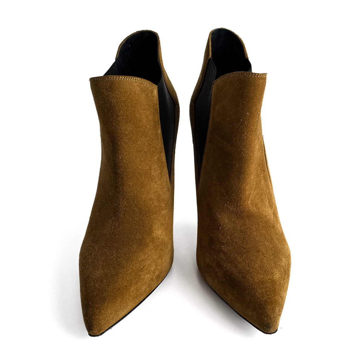 Second hand Saint Laurent Classic Paris Ela Suede High Heel Ankle Boots 40 1/2 Cinnamon - Tabita Bags