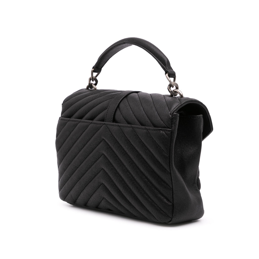 Second hand Saint Laurent College Medium Chevron Quilted Leather 2 - Ways Envelope Bag Black - Tabita Bags