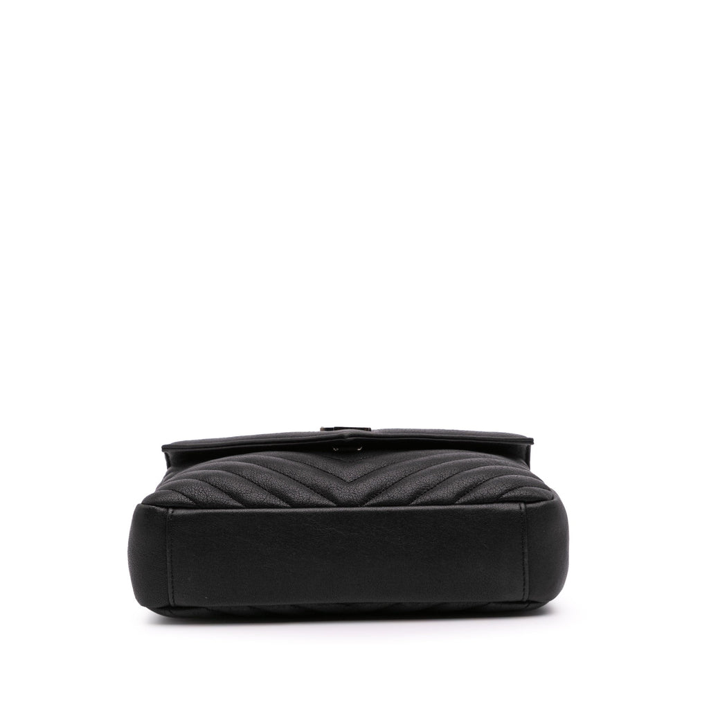 Second hand Saint Laurent College Medium Chevron Quilted Leather 2 - Ways Envelope Bag Black - Tabita Bags