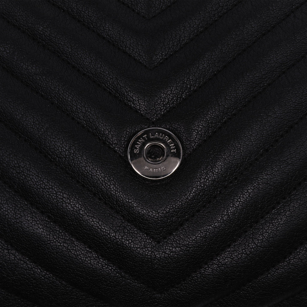 Second hand Saint Laurent College Medium Chevron Quilted Leather 2 - Ways Envelope Bag Black - Tabita Bags