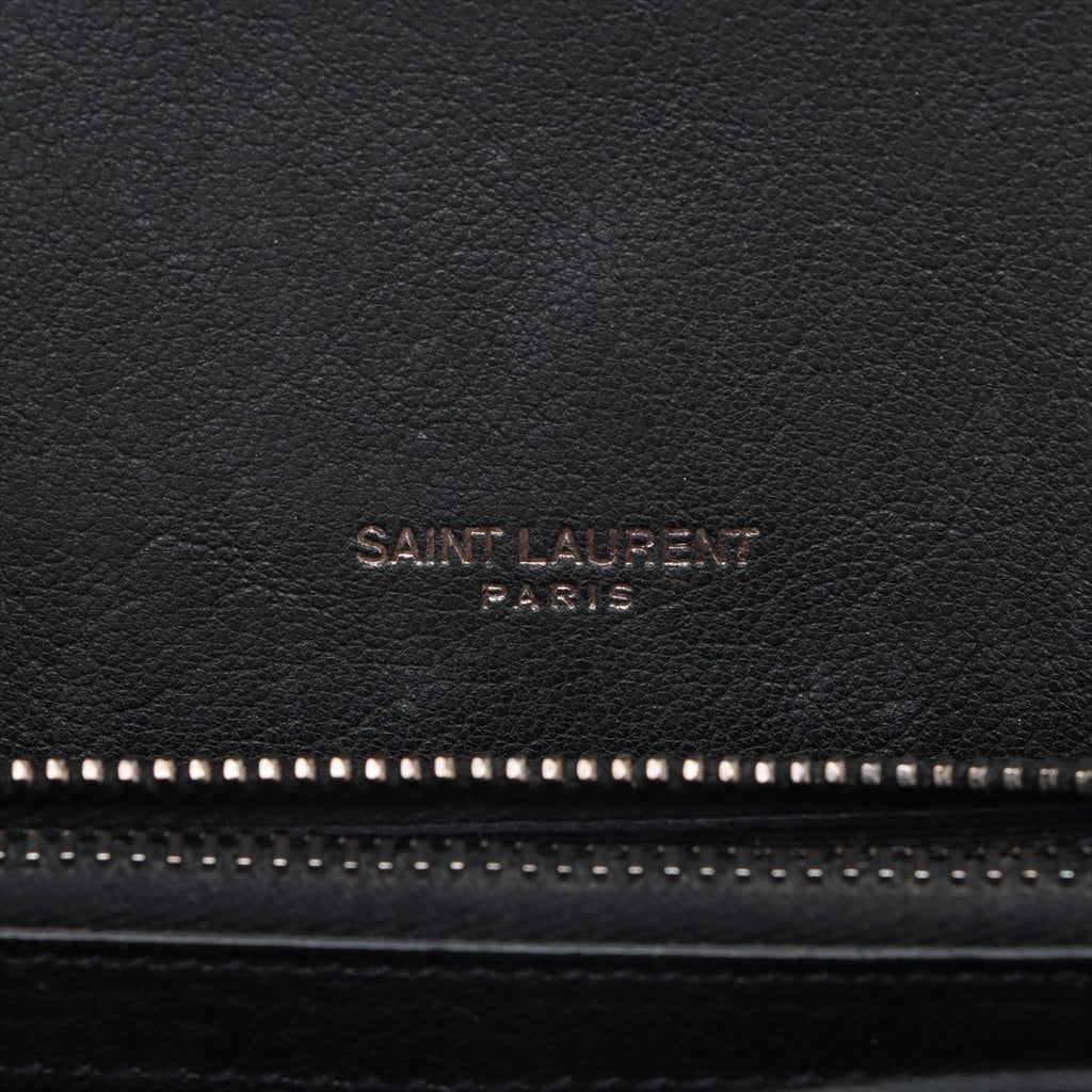 Second hand Saint Laurent College Medium Chevron Quilted Leather 2-Ways Envelope Bag Black - Tabita Bags