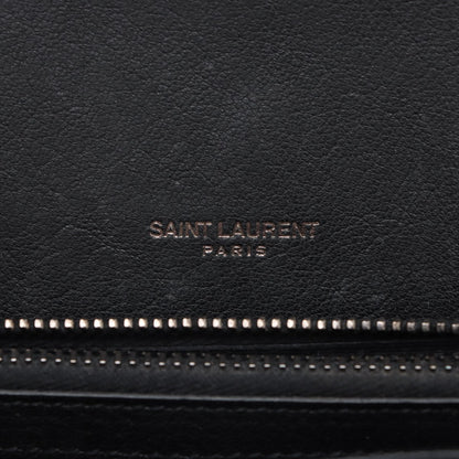 Second hand Saint Laurent College Medium Chevron Quilted Leather 2-Ways Envelope Bag Black - Tabita Bags