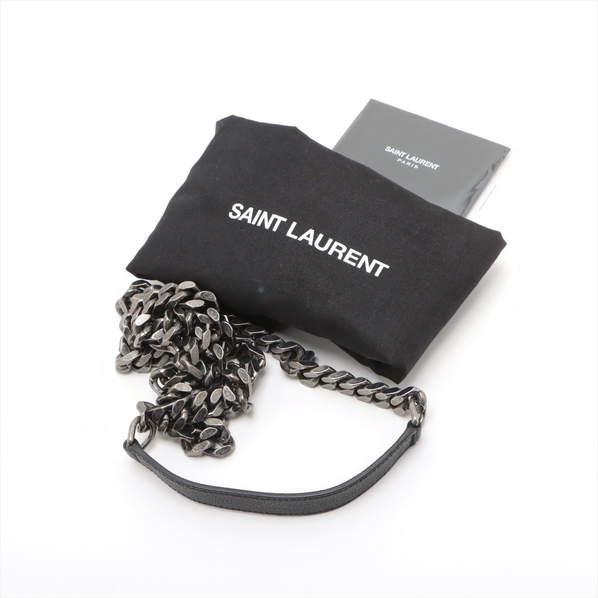 Second hand Saint Laurent College Medium Chevron Quilted Leather 2-Ways Envelope Bag Black - Tabita Bags