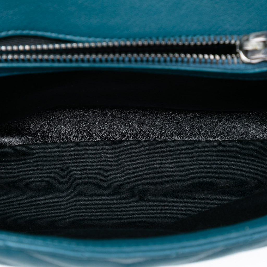 Second hand Saint Laurent College Medium Chevron Quilted Leather 2 - Ways Envelope Bag Blue - Tabita Bags