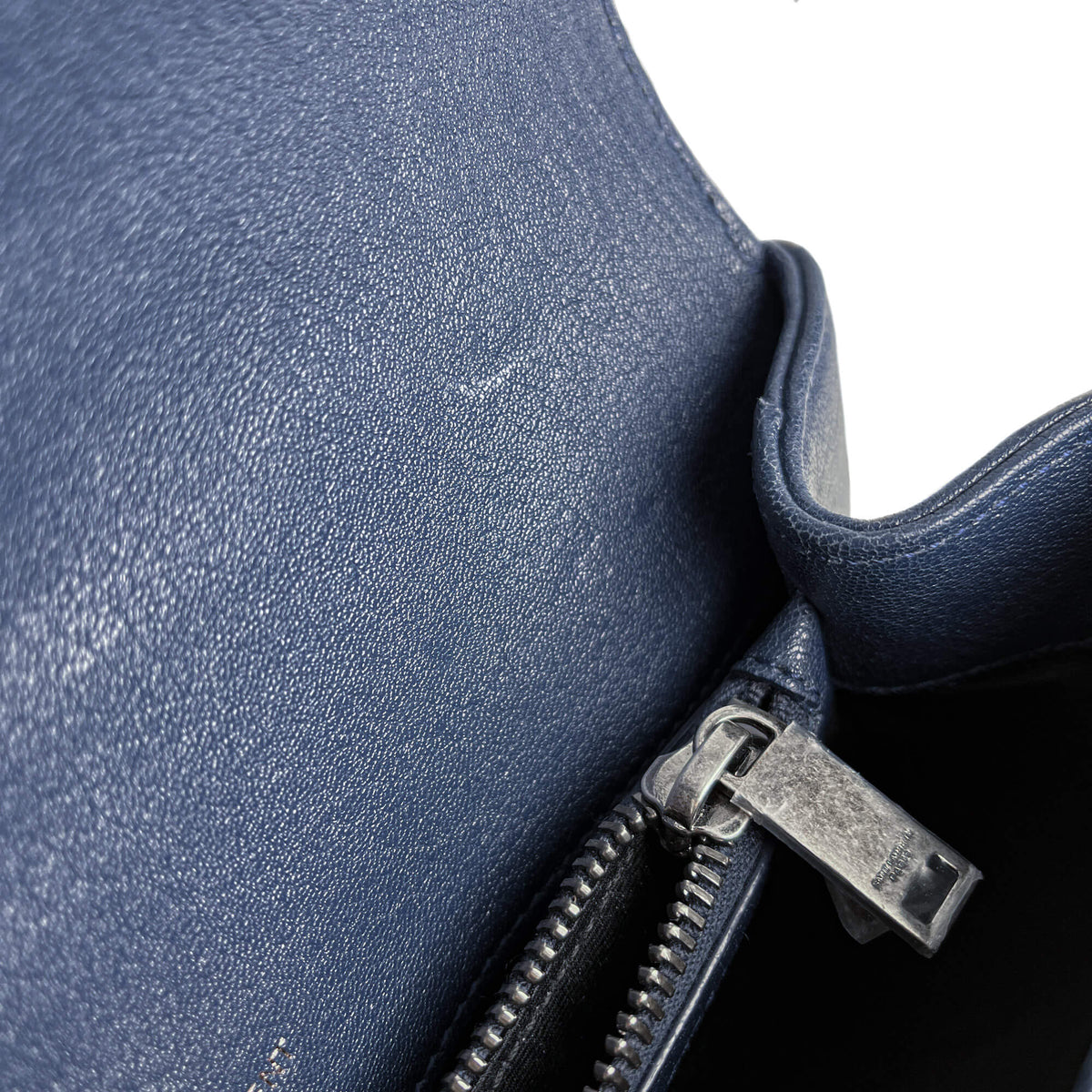 Second hand Saint Laurent College Medium Chevron Quilted Leather 2 - Ways Envelope Bag Navy - Tabita Bags