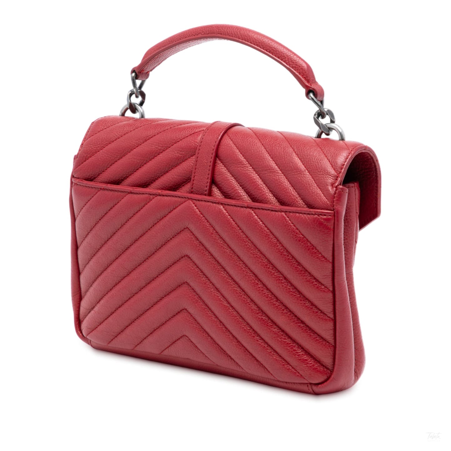 Second hand Saint Laurent College Medium Chevron Quilted Leather 2 - Ways Envelope Bag Red - Tabita Bags