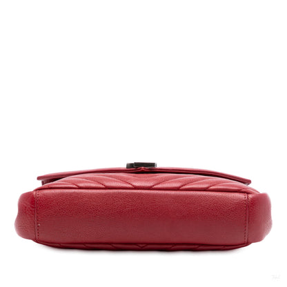 Second hand Saint Laurent College Medium Chevron Quilted Leather 2 - Ways Envelope Bag Red - Tabita Bags