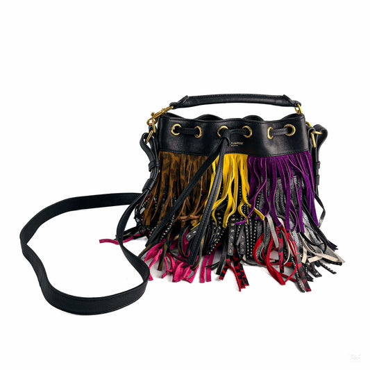 Second hand Saint Laurent Emmanuelle Bag Small Leather Fringe Bucket Crossbody Multicolour - Tabita Bags
