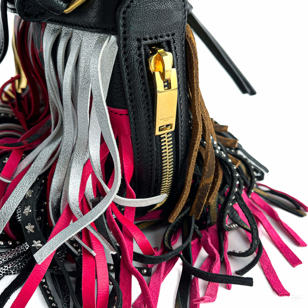 Second hand Saint Laurent Emmanuelle Bag Small Leather Fringe Bucket Crossbody Multicolour - Tabita Bags