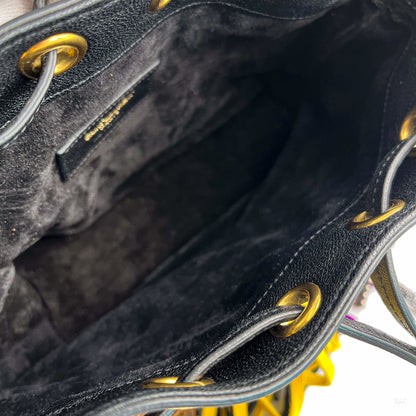 Second hand Saint Laurent Emmanuelle Bag Small Leather Fringe Bucket Crossbody Multicolour - Tabita Bags