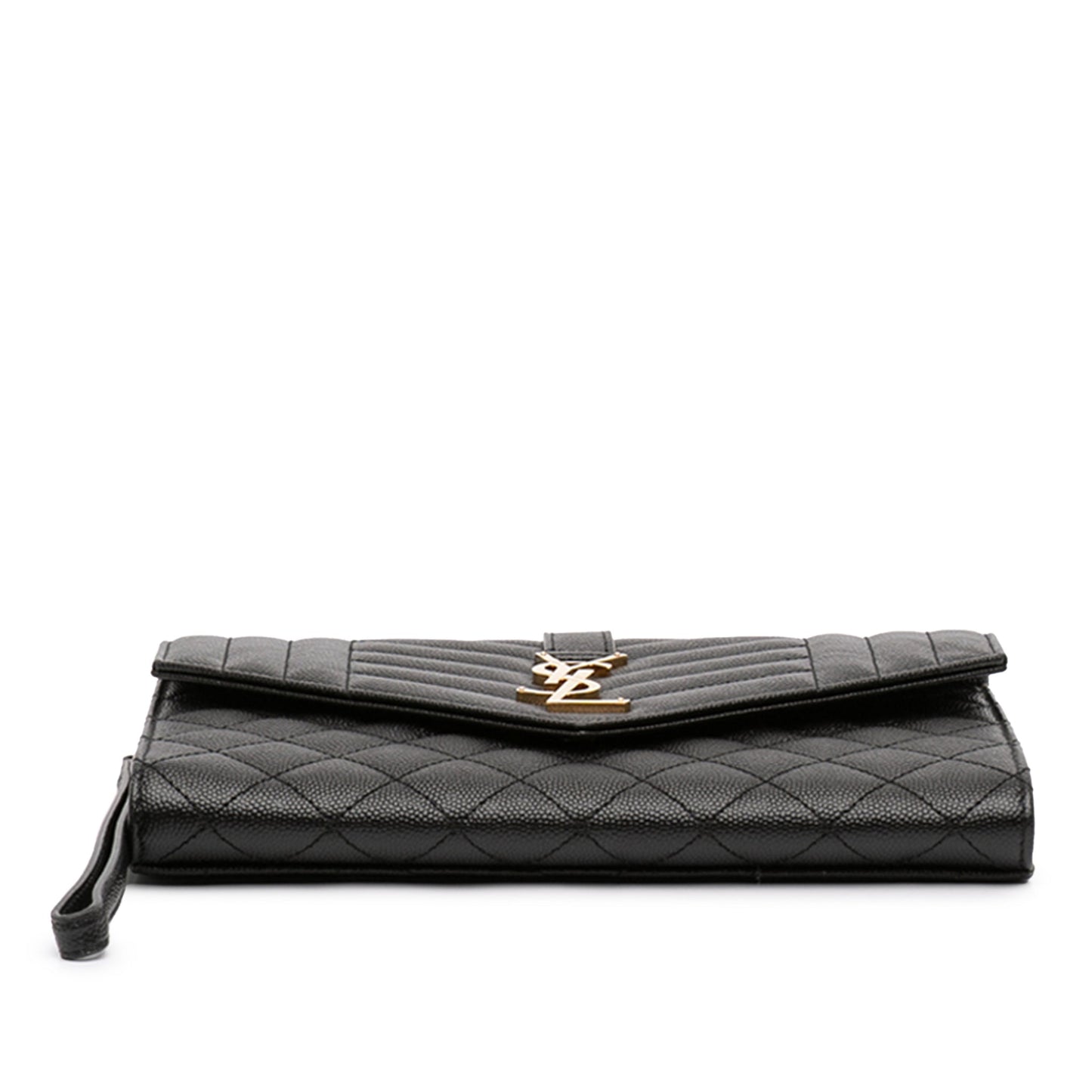 Second hand Saint Laurent Envelope Grained Leather Clutch Black - Tabita Bags