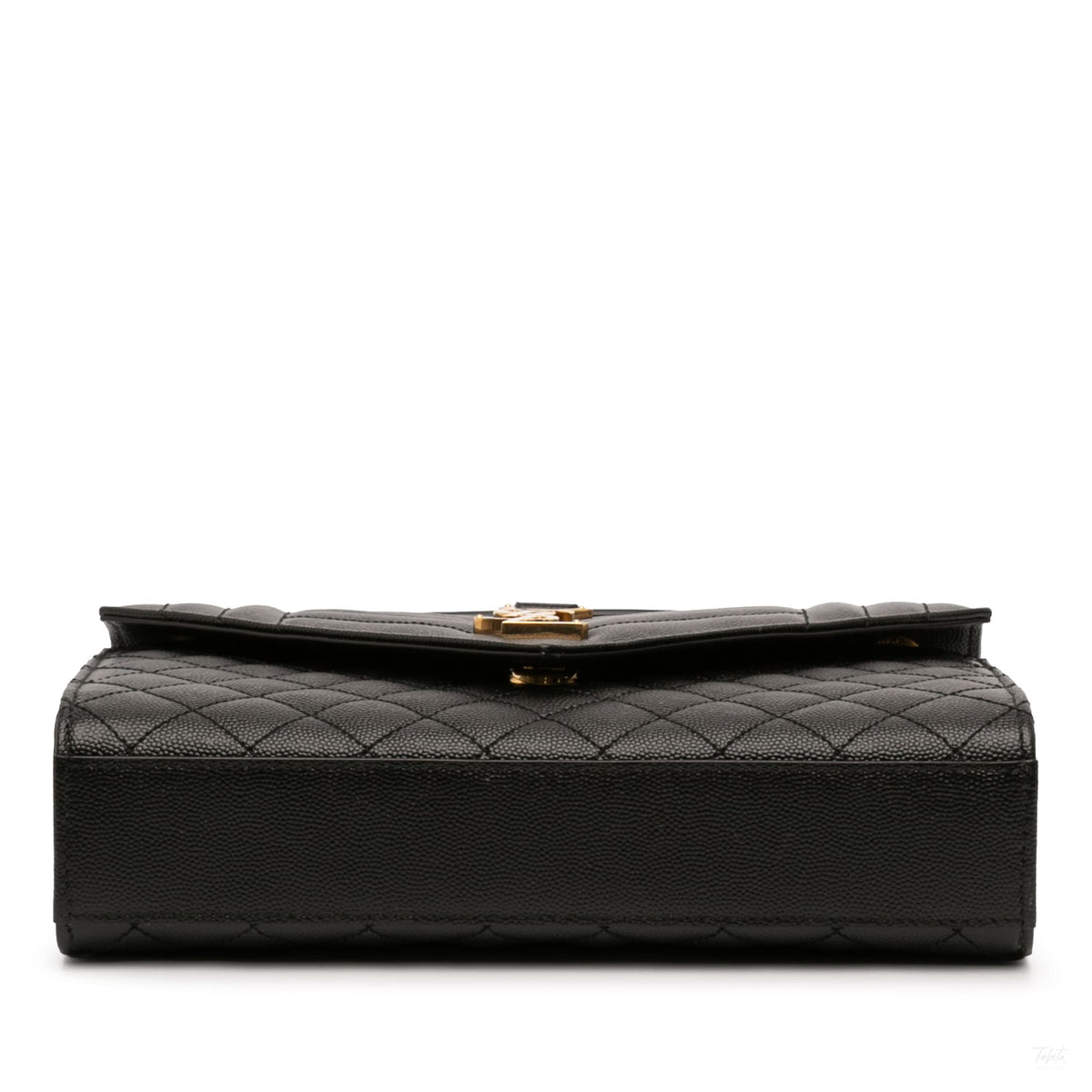 Second hand Saint Laurent Envelope Grained Leather Clutch Black - Tabita Bags