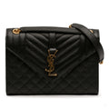 Second hand Saint Laurent Envelope Grained Leather Clutch Black - Tabita Bags