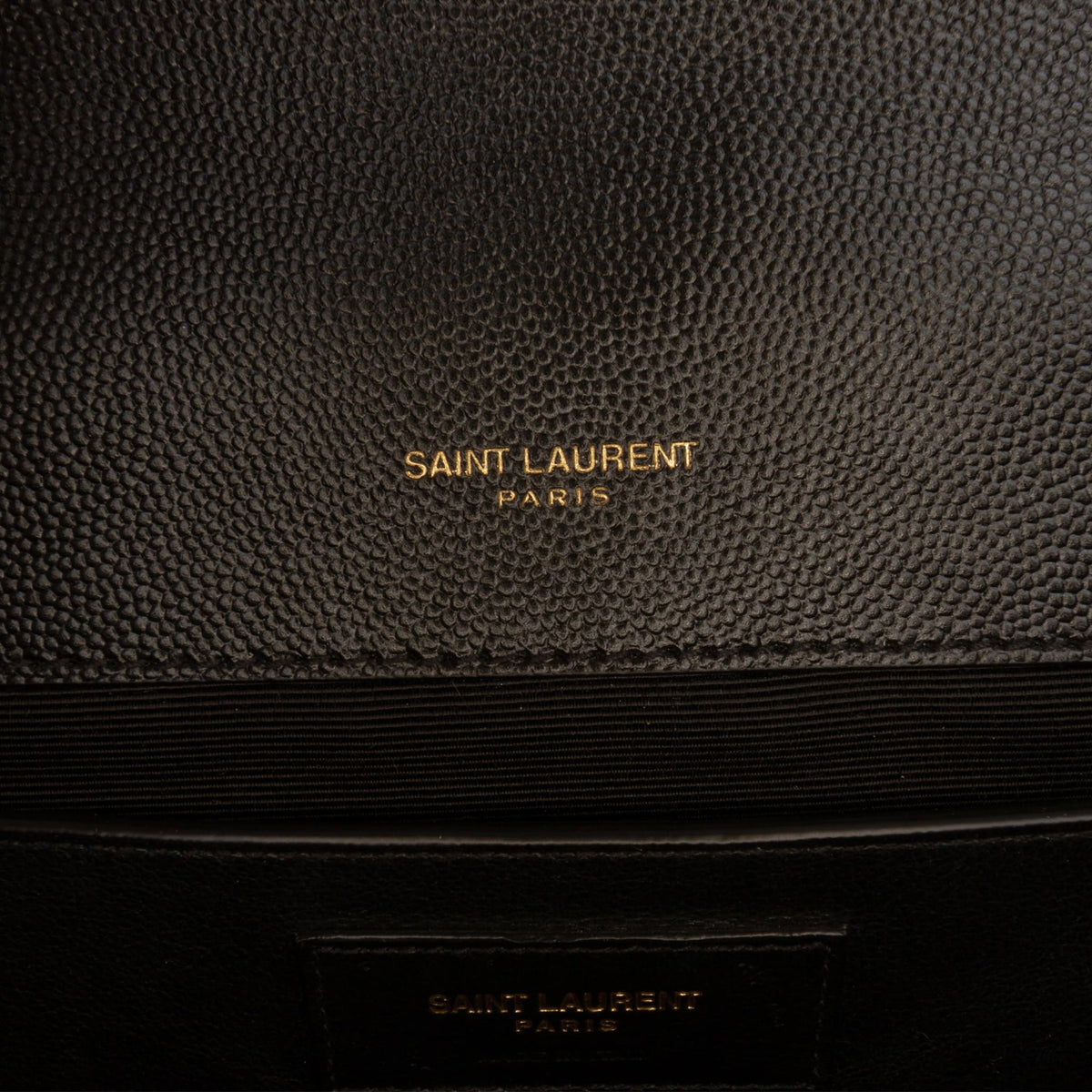 Second hand Saint Laurent Envelope Grained Leather Clutch Black - Tabita Bags