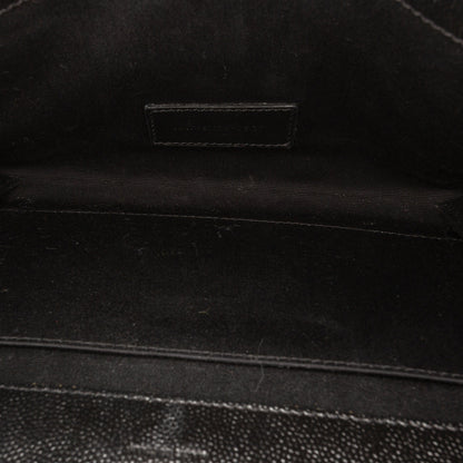 Second hand Saint Laurent Envelope Grained Leather Clutch Black - Tabita Bags