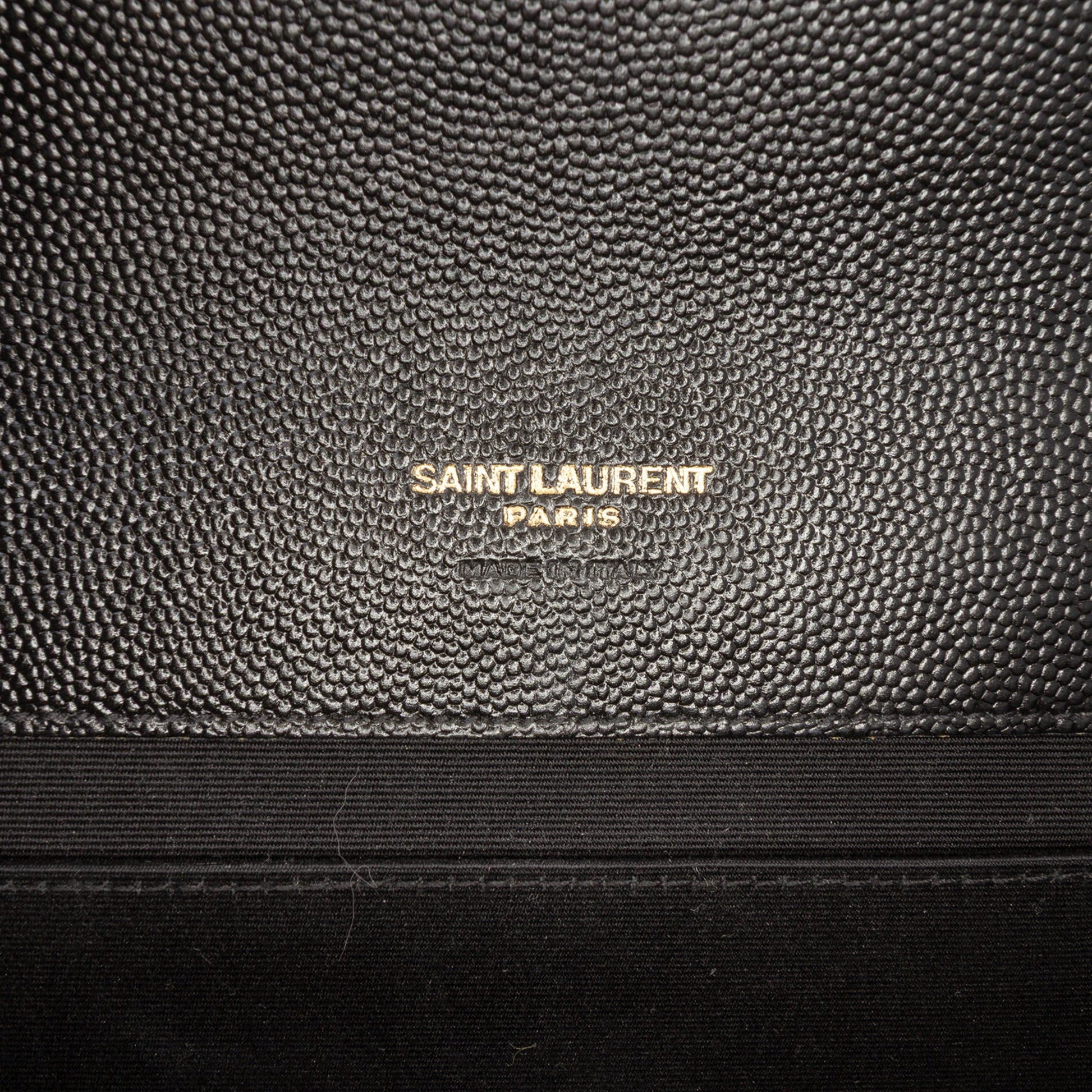 Second hand Saint Laurent Envelope Grained Leather Clutch Black - Tabita Bags
