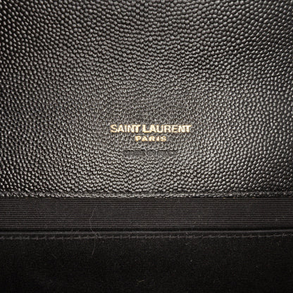 Second hand Saint Laurent Envelope Grained Leather Clutch Black - Tabita Bags