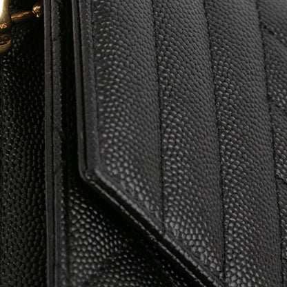 Second hand Saint Laurent Envelope Grained Leather Clutch Black - Tabita Bags