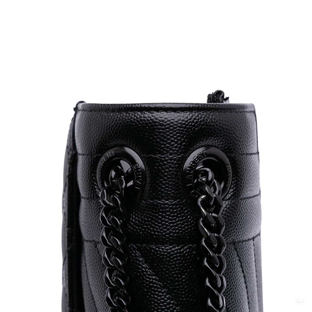 Second hand Saint Laurent Envelope Large Embossed Grained Leather 2 - Ways Envelope Bag Black - Tabita Bags