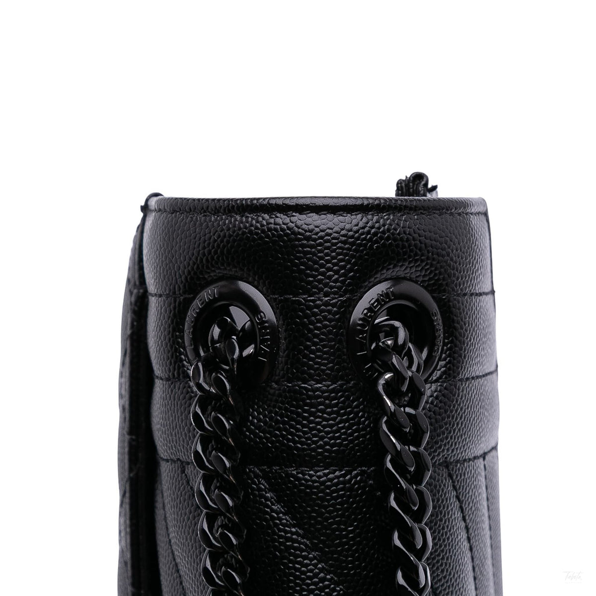 Second hand Saint Laurent Envelope Large Embossed Grained Leather 2 - Ways Envelope Bag Black - Tabita Bags