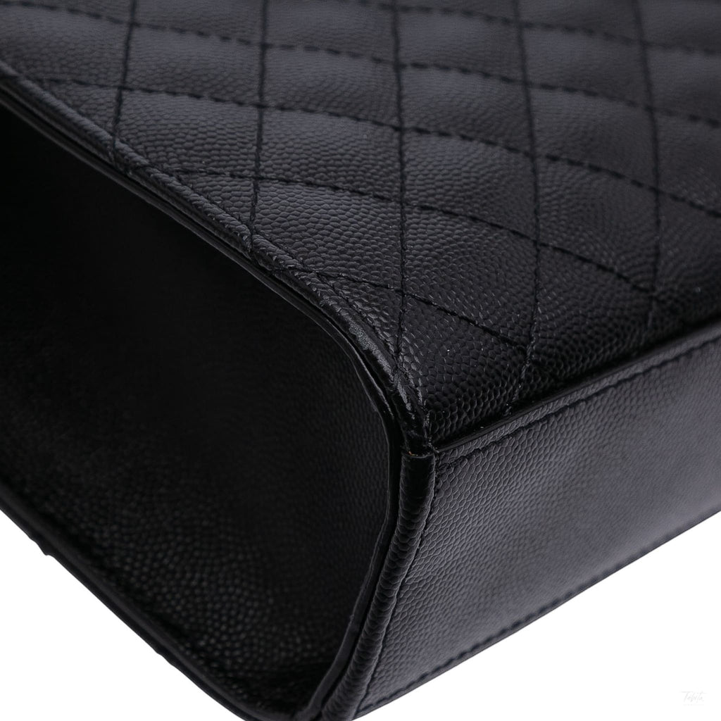 Second hand Saint Laurent Envelope Large Embossed Grained Leather 2 - Ways Envelope Bag Black - Tabita Bags