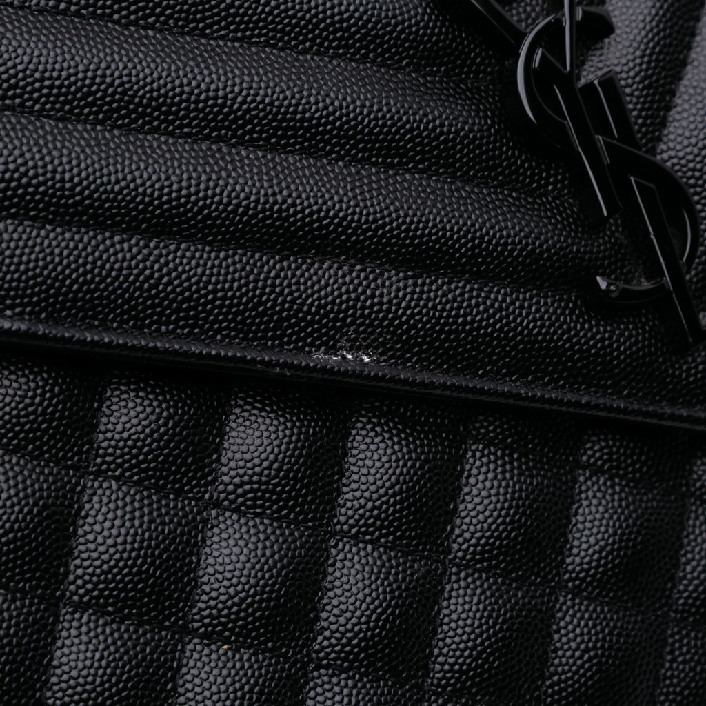 Second hand Saint Laurent Envelope Large Embossed Grained Leather 2 - Ways Envelope Bag Black - Tabita Bags