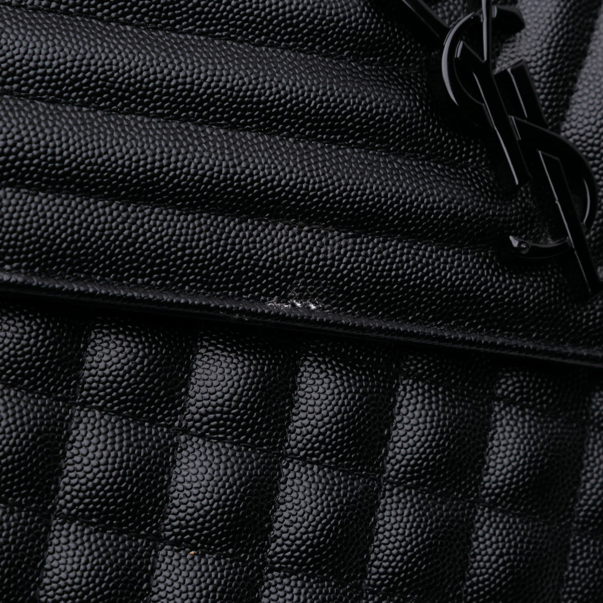 Second hand Saint Laurent Envelope Large Embossed Grained Leather 2 - Ways Envelope Bag Black - Tabita Bags