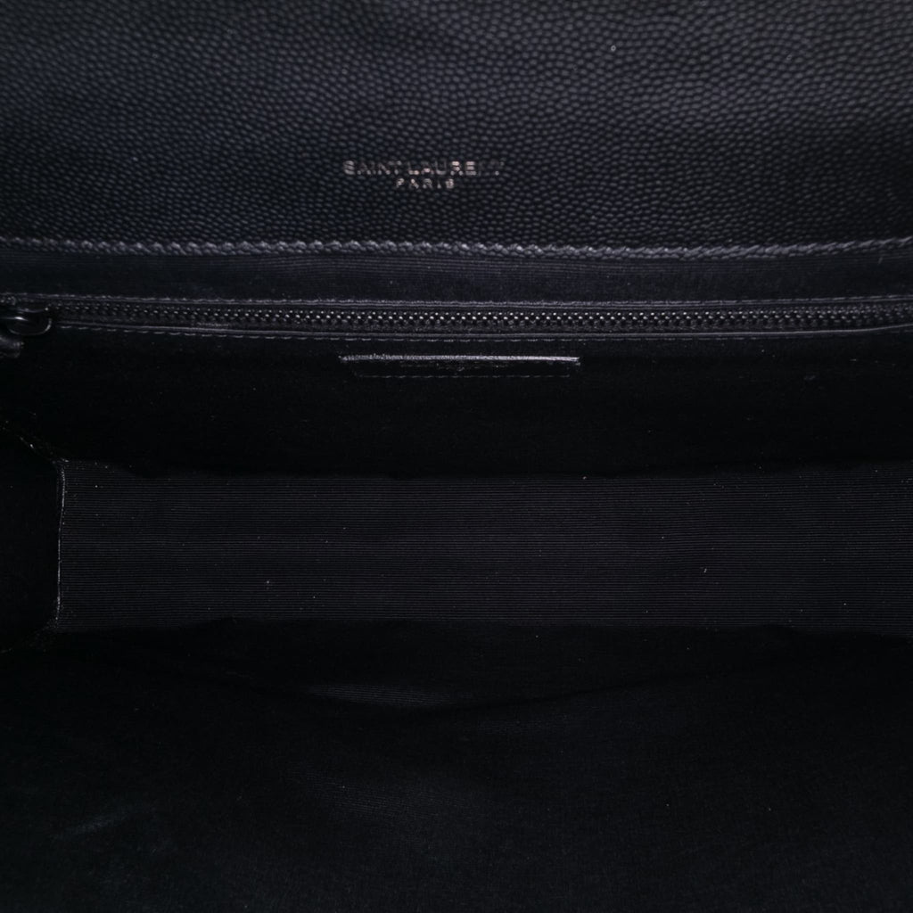 Second hand Saint Laurent Envelope Large Embossed Grained Leather 2 - Ways Envelope Bag Black - Tabita Bags
