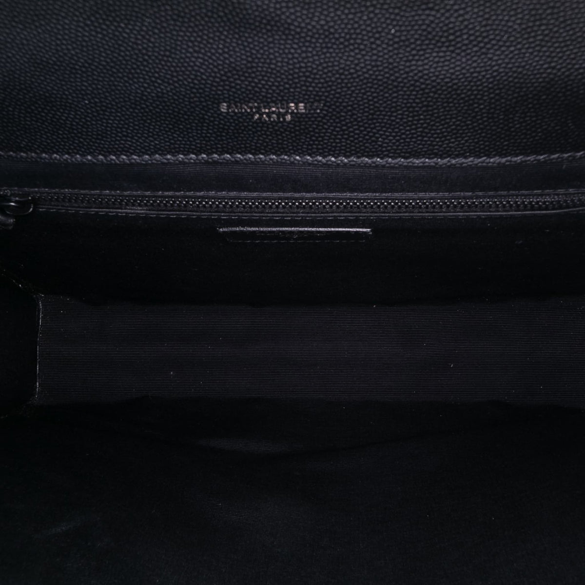 Second hand Saint Laurent Envelope Large Embossed Grained Leather 2 - Ways Envelope Bag Black - Tabita Bags
