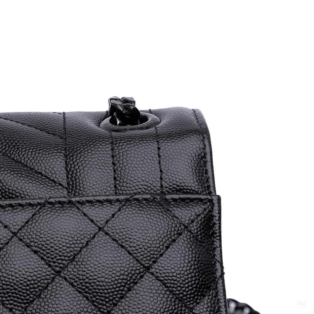 Second hand Saint Laurent Envelope Large Embossed Grained Leather 2 - Ways Envelope Bag Black - Tabita Bags