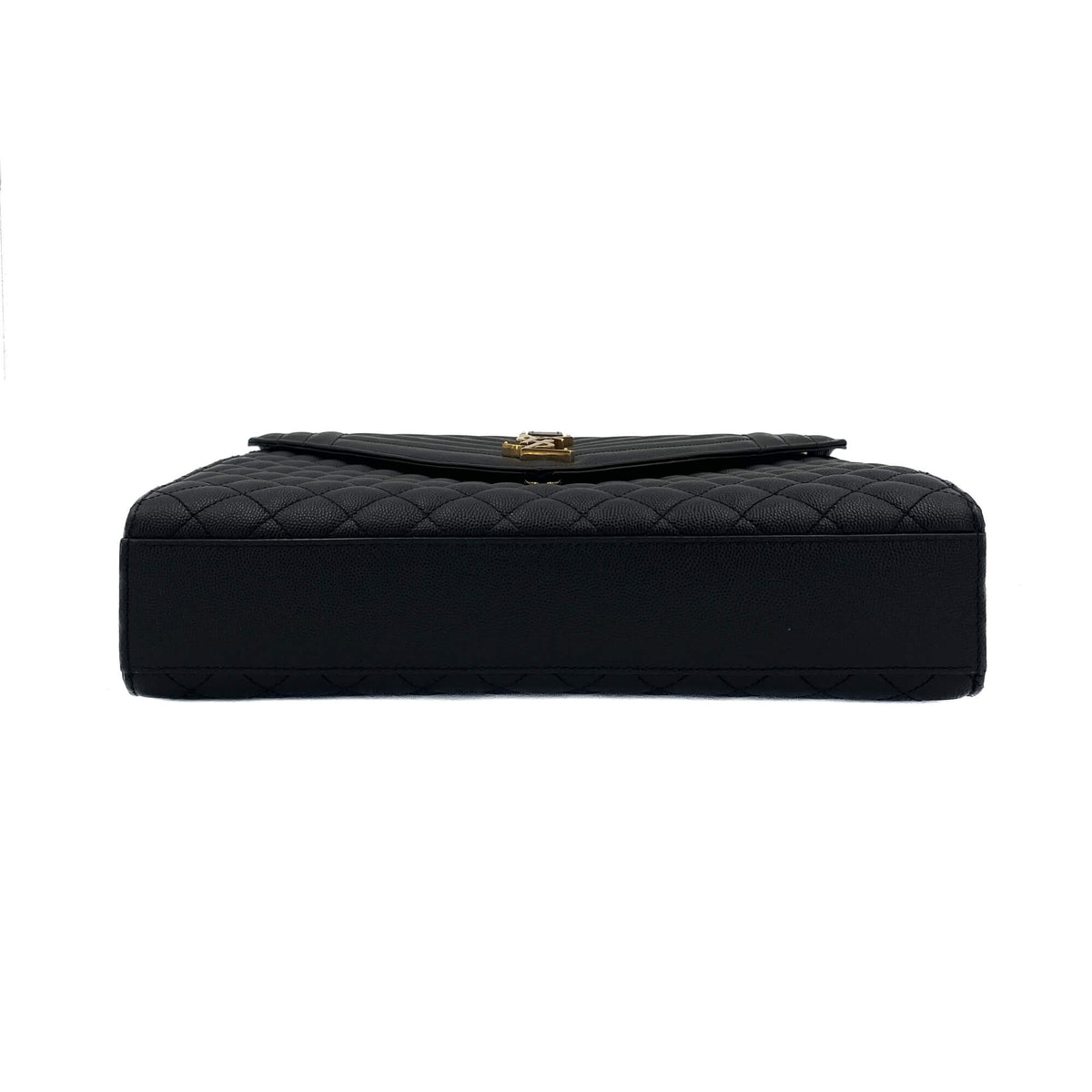 Second hand Saint Laurent Envelope Large Embossed Grained Leather 2 - Ways Envelope Bag Black - Tabita Bags