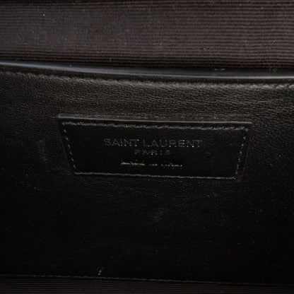 Second hand Saint Laurent Envelope Medium Embossed Grained Leather 2 - Ways Envelope Bag Black - Tabita Bags
