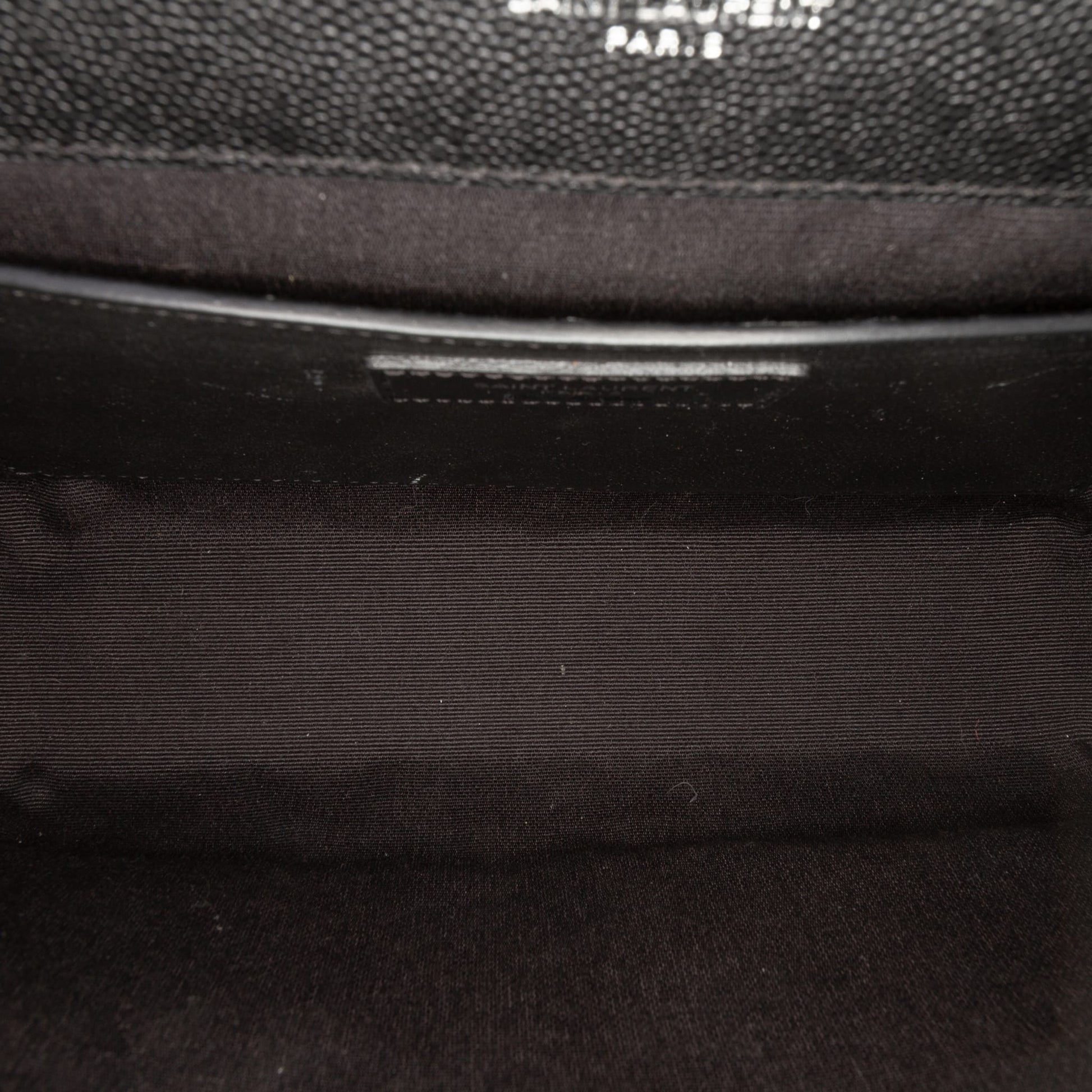 Second hand Saint Laurent Envelope Medium Embossed Grained Leather 2 - Ways Envelope Bag Black - Tabita Bags