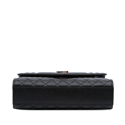 Second hand Saint Laurent Envelope Medium Embossed Grained Leather 2 - Ways Envelope Bag Black - Tabita Bags